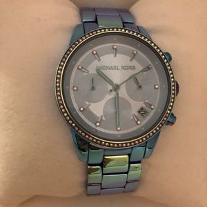 Michael Kors Metal Blue Iridescent Watch NWOT